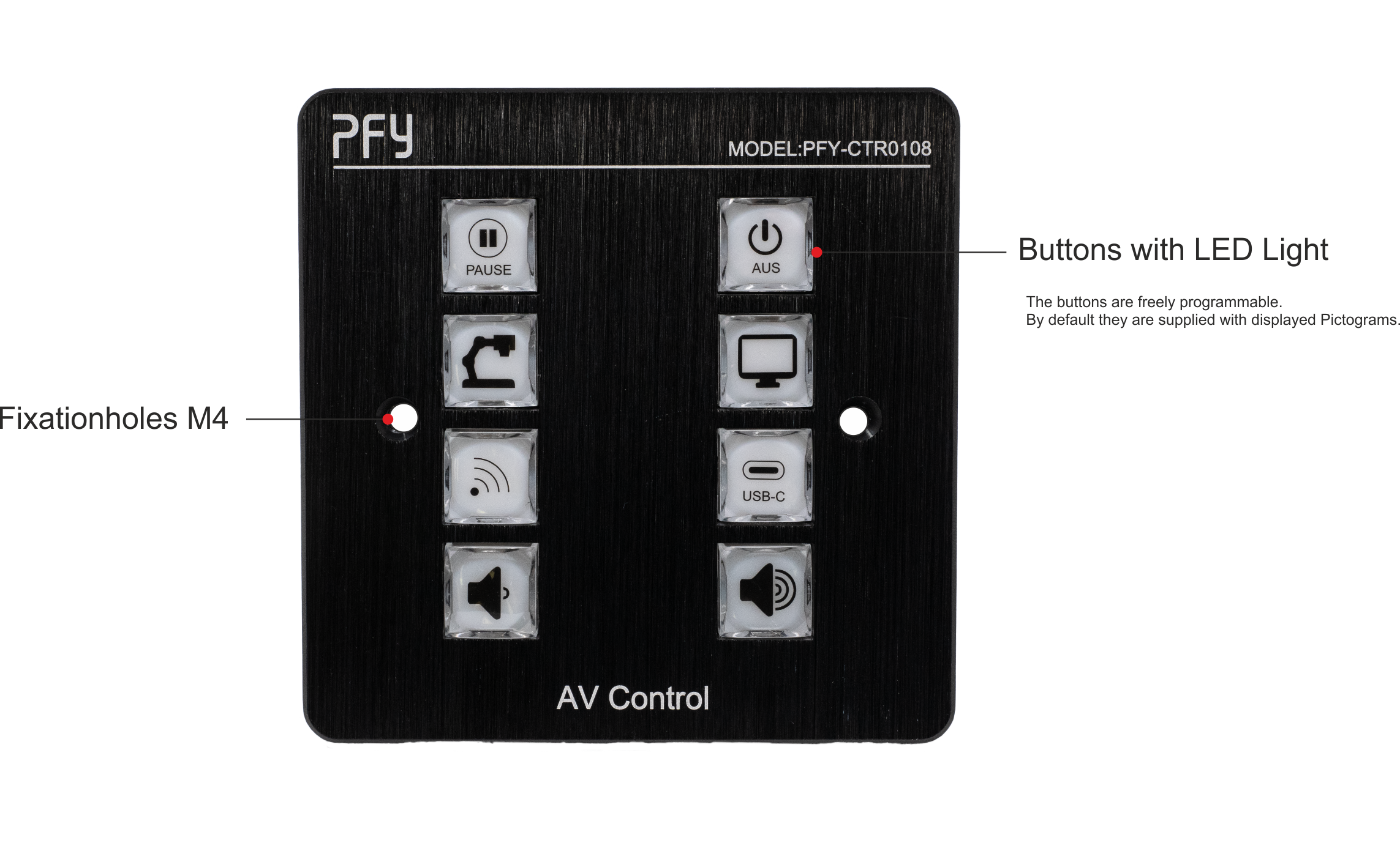 AV Control Panel - PFY-CTR0108 for Classrooms